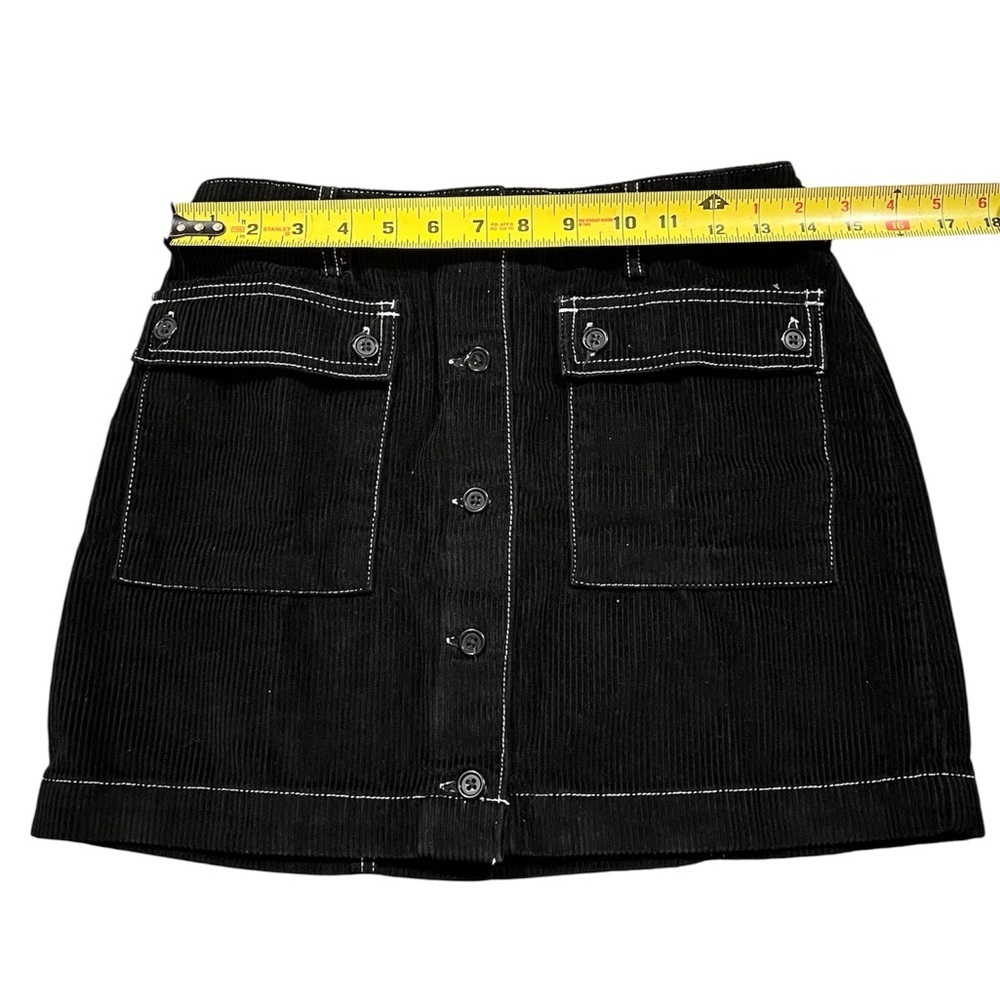BDG Black Corduroy Skirt with White Stitching - Picture 6 of 9